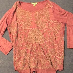 Lucky brand beautiful purple embroidered top